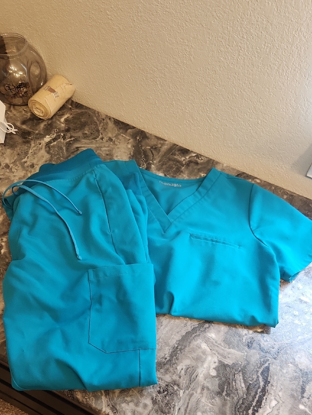 Mandala Scrubs Teal Color